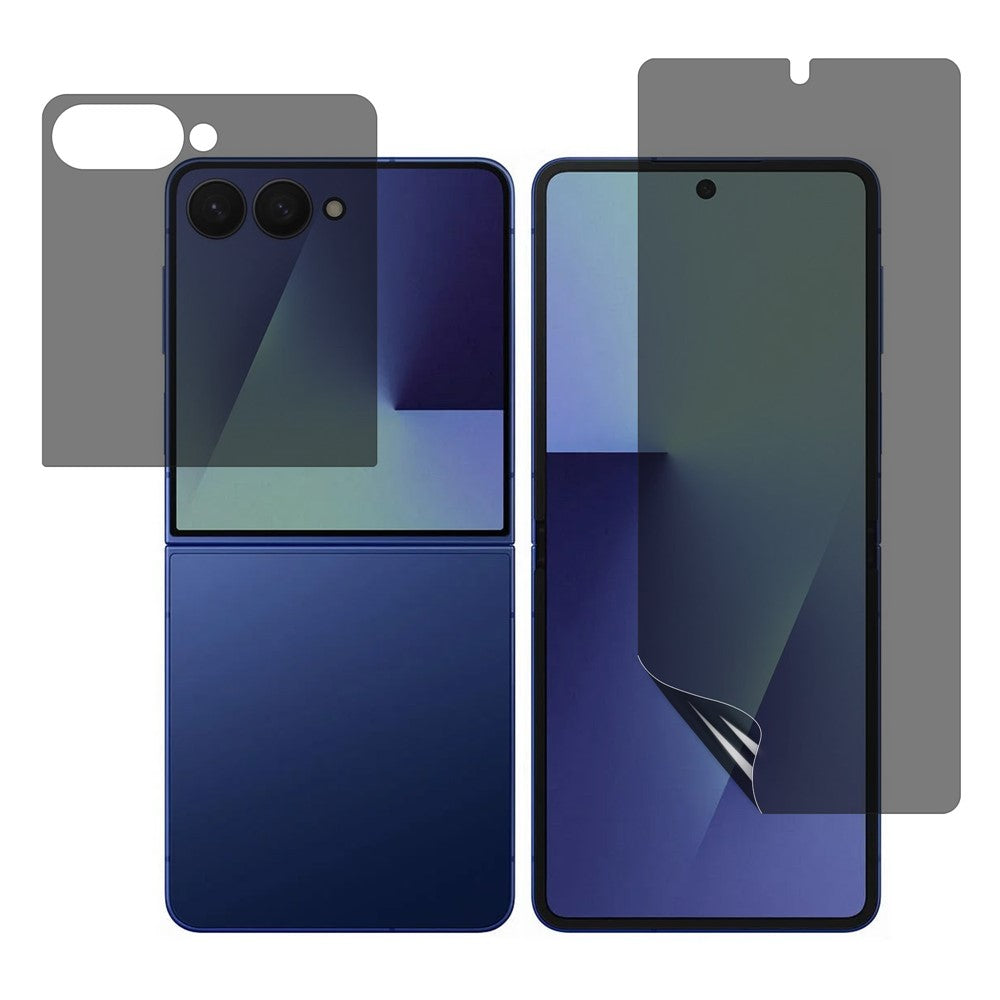 For Samsung Galaxy Z Flip8 Privacy Hydrogel Screen Protector Set 180-Degree Anti Spy Front / Back PET + TPU Films