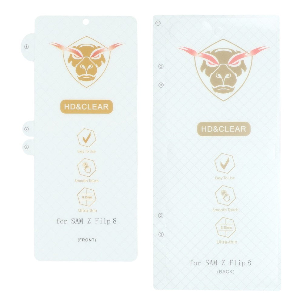 1 Set For Samsung Galaxy Z Flip8 Clear Screen Protector Inside + Front Display + Back Cover TPU+PET Film with Hinge Protector