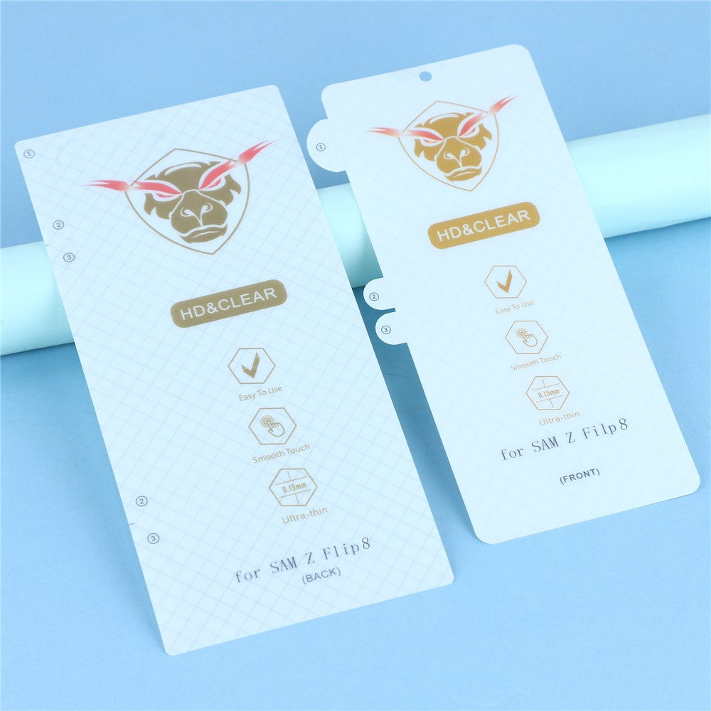1 Set For Samsung Galaxy Z Flip8 Clear Screen Protector Inside + Front Display + Back Cover TPU+PET Film with Hinge Protector