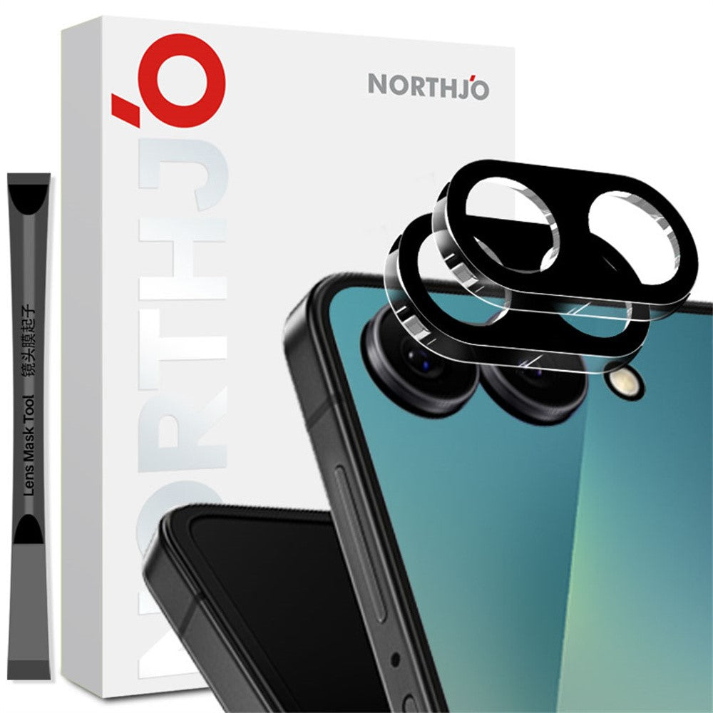 NORTHJO 2Pcs For Samsung Galaxy Z Flip8 Full Coverage Camera Lens Protector Silk Printing 3D Clear Tempered Glass Lens Film