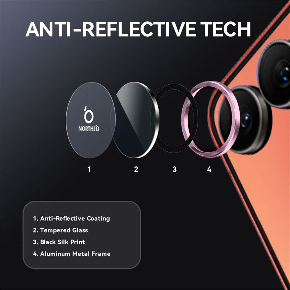 NORTHJO 1 Set For Samsung Galaxy Z Flip8 Tempered Glass Camera Lens Film CD Veins Metal Ring Lens Guard (Complete Coverage)