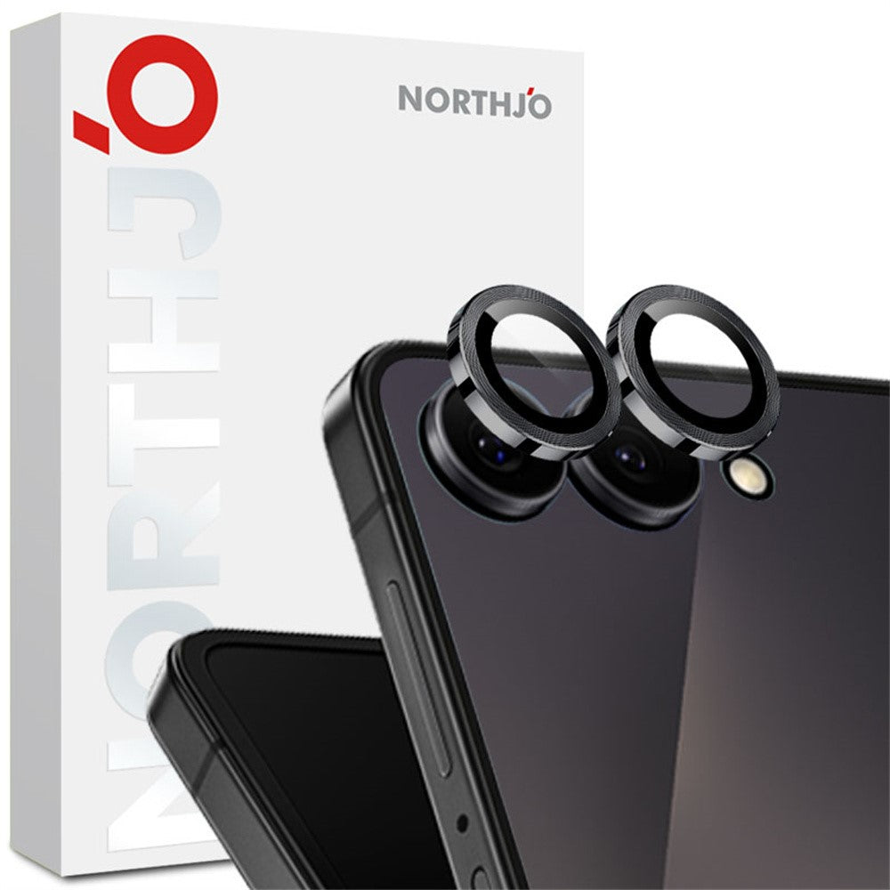 NORTHJO 1 Set For Samsung Galaxy Z Flip8 Tempered Glass Camera Lens Film CD Veins Metal Ring Lens Guard (Complete Coverage)
