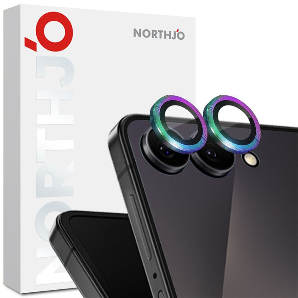 NORTHJO 1 Set For Samsung Galaxy Z Flip8 Tempered Glass Camera Lens Film CD Veins Metal Ring Lens Guard (Complete Coverage)