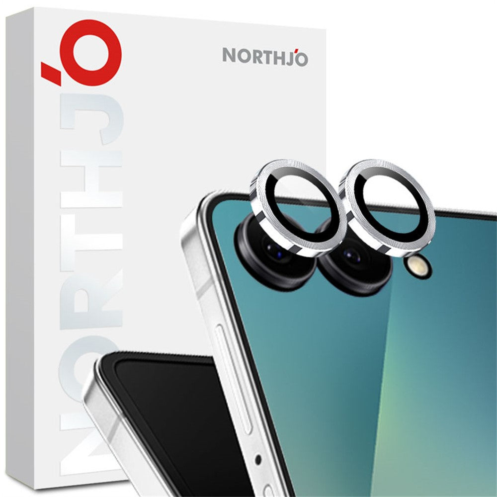 NORTHJO 1 Set For Samsung Galaxy Z Flip8 Tempered Glass Camera Lens Film CD Veins Metal Ring Lens Guard (Complete Coverage)