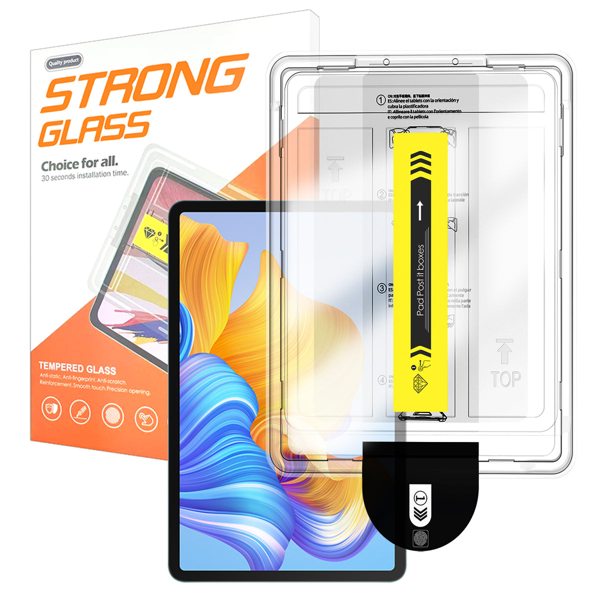 For Honor Pad 8 Screen Protector Arc Edge Tempered Glass Film with Auto Dust-free Installation Tool (NOT Complete Covering)
