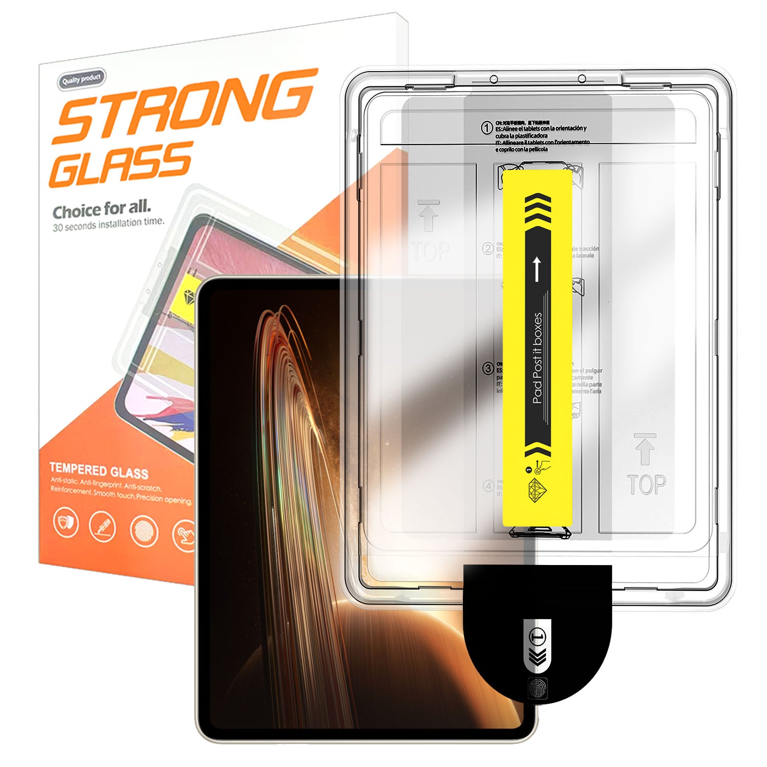 Oppo Pad 2 skärmskydd Arc Edge härdat glasfilm med automatiskt dammfritt installationsverktyg (INTE komplett täckning)