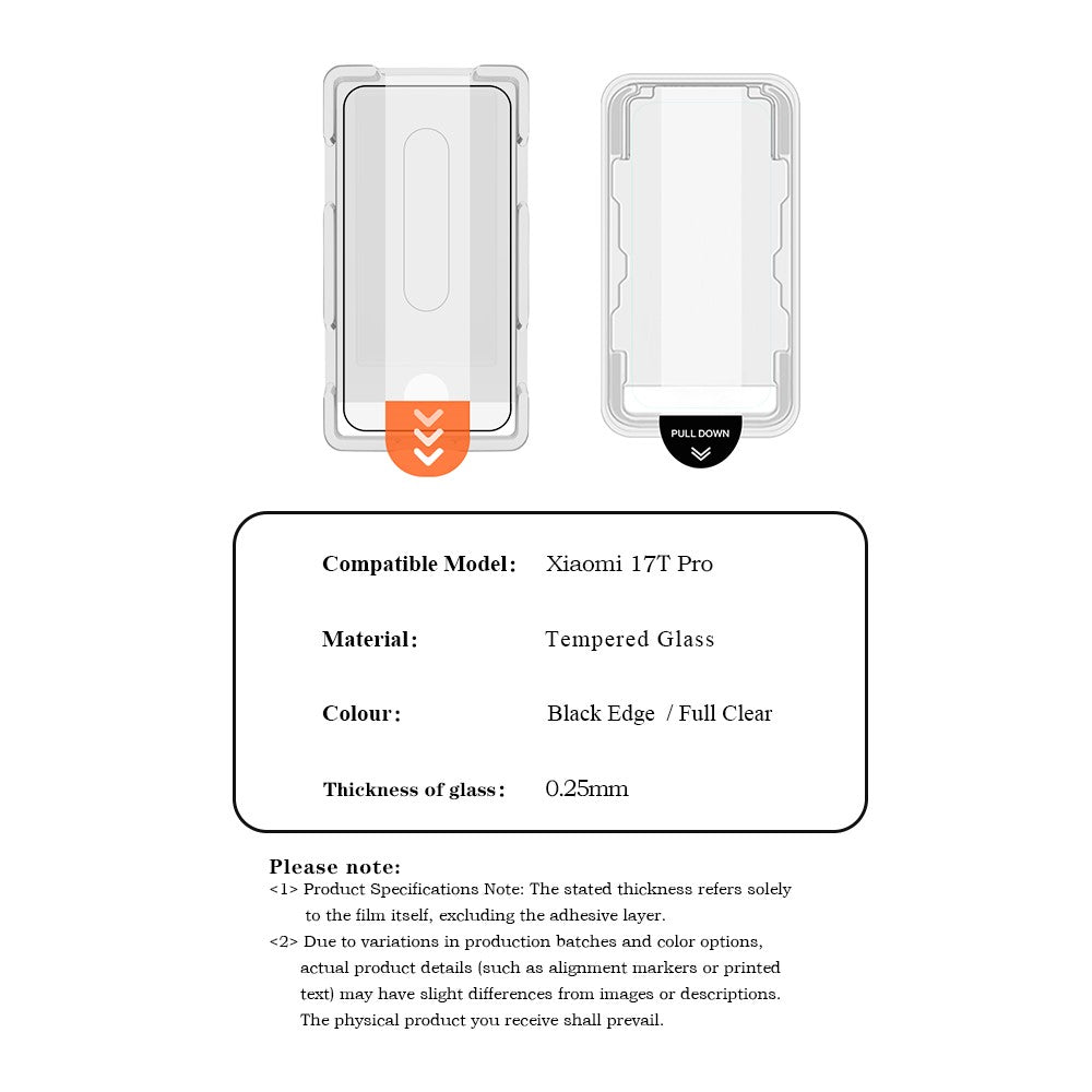 LEREACH For Xiaomi 17T Tempered Glass Full Screen Protector Anti-Fingerprint Film with Dust-Free Installation Tool