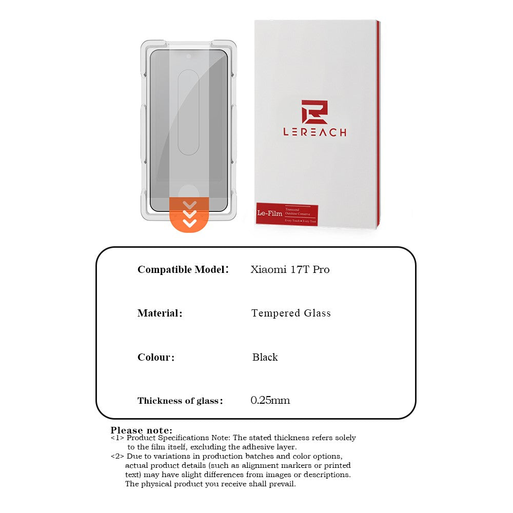 LEREACH For Xiaomi 17T Privacy Tempered Glass Screen Protector 28° Anti-spy Full Cover Film