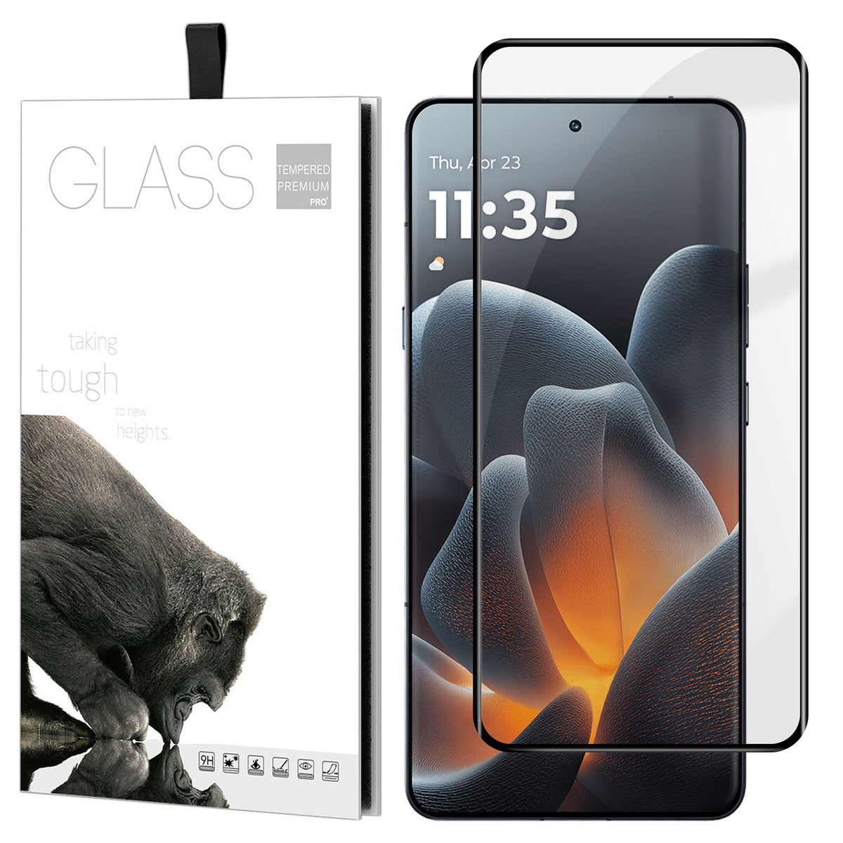 Fuldskærmsbeskyttelse i hærdet glas til Motorola Signature 5G med fuld dækning, buede kanter og anti-fingeraftryk