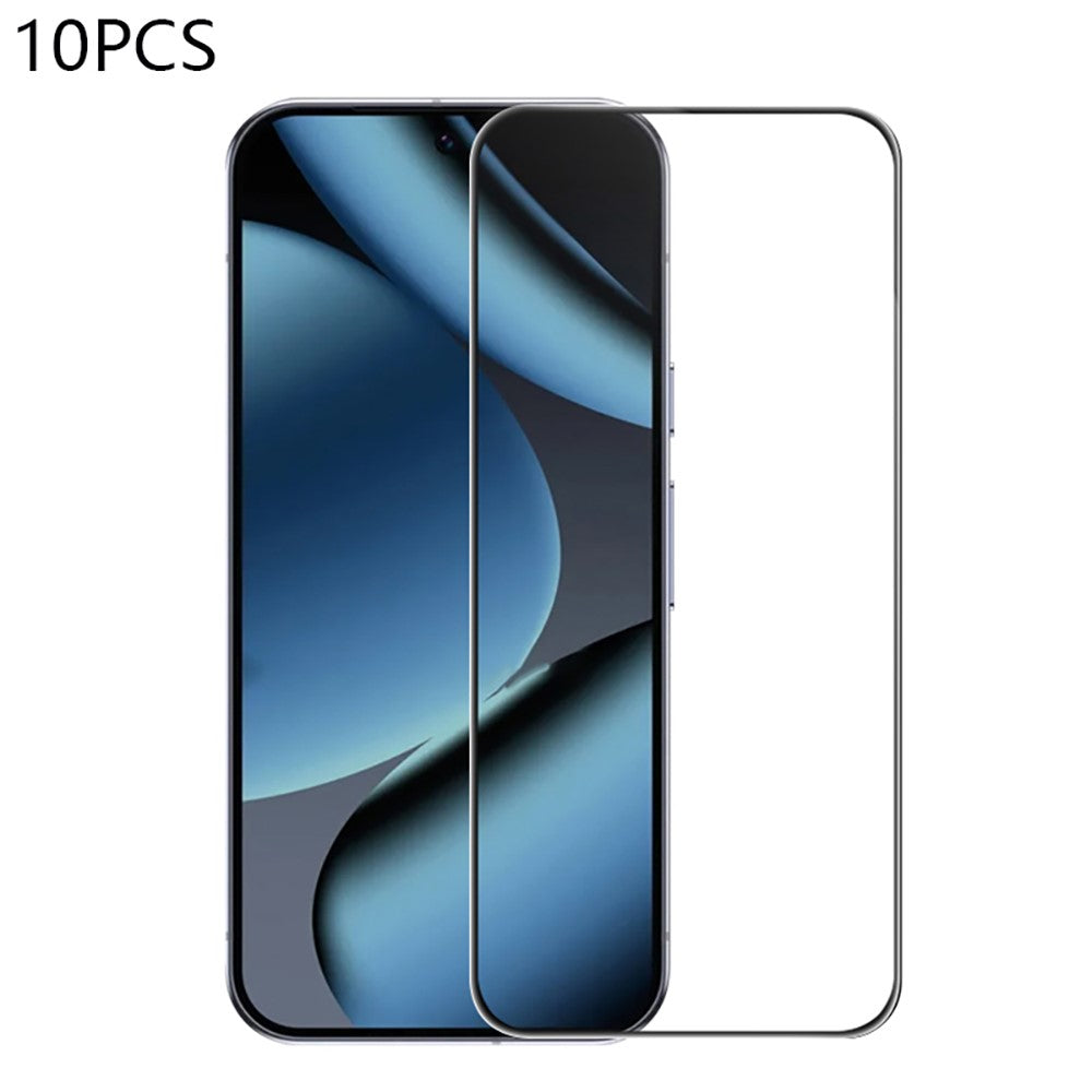 RURIHAI 10Pcs For Google Pixel 11 Pro / 11 / 10 Pro / 10 / 9 Pro / 9 Full Glue Screen Protector High Aluminium Silicon Glass Film, Ultrasonic Fingerprint Unlock