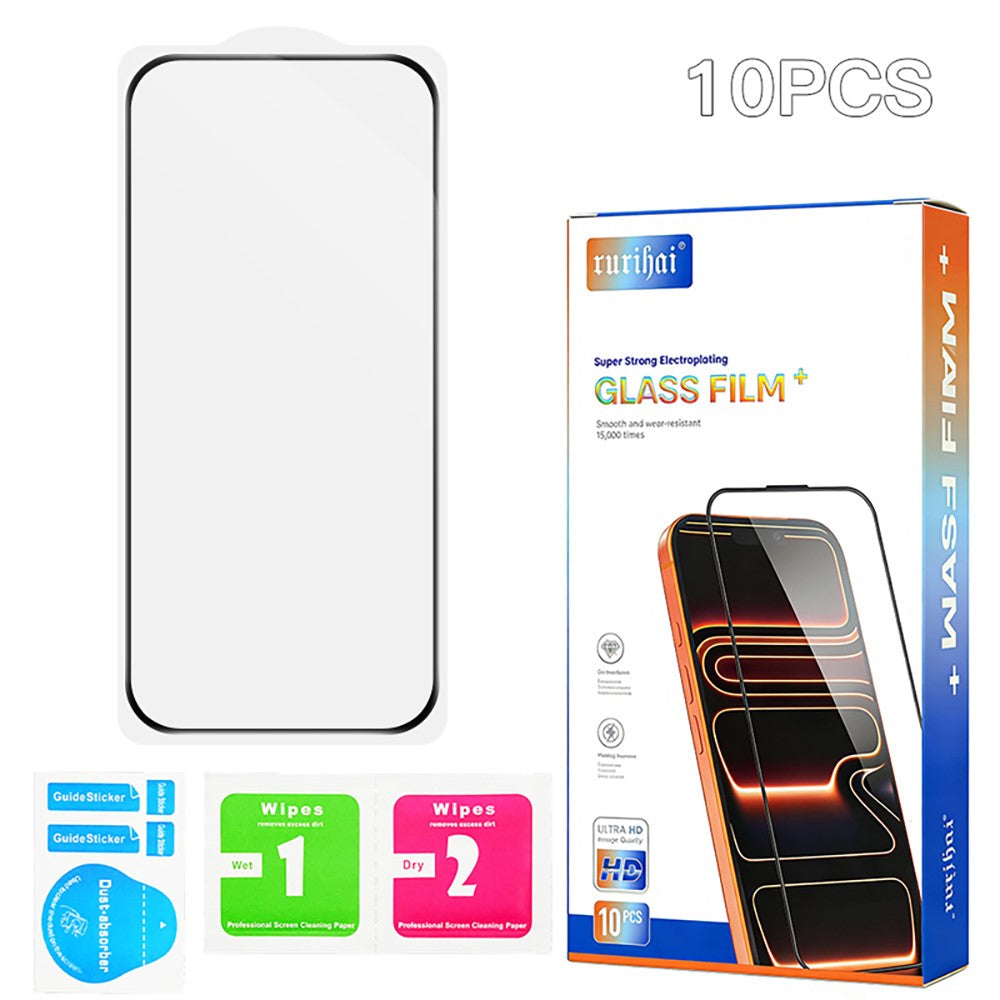 RURIHAI 10Pcs For Google Pixel 11 Pro / 11 / 10 Pro / 10 / 9 Pro / 9 Full Glue Screen Protector High Aluminium Silicon Glass Film, Ultrasonic Fingerprint Unlock