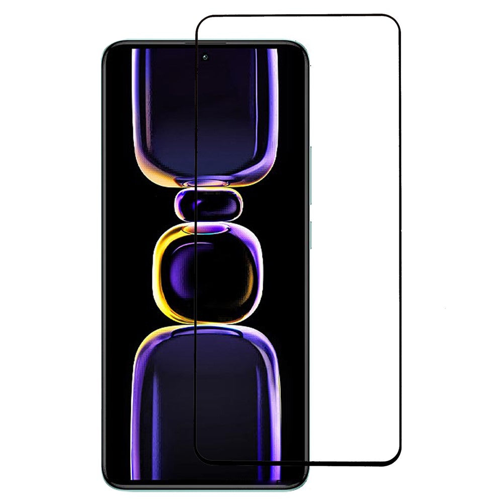 Hærdet glasfilm til Xiaomi Poco F5 Pro 5G / Redmi K60 Pro 5G / K60 5G / K60E 5G, silketryk, fuld lim, eksplosionssikker, HD-klar fuldskærmsbeskyttelse