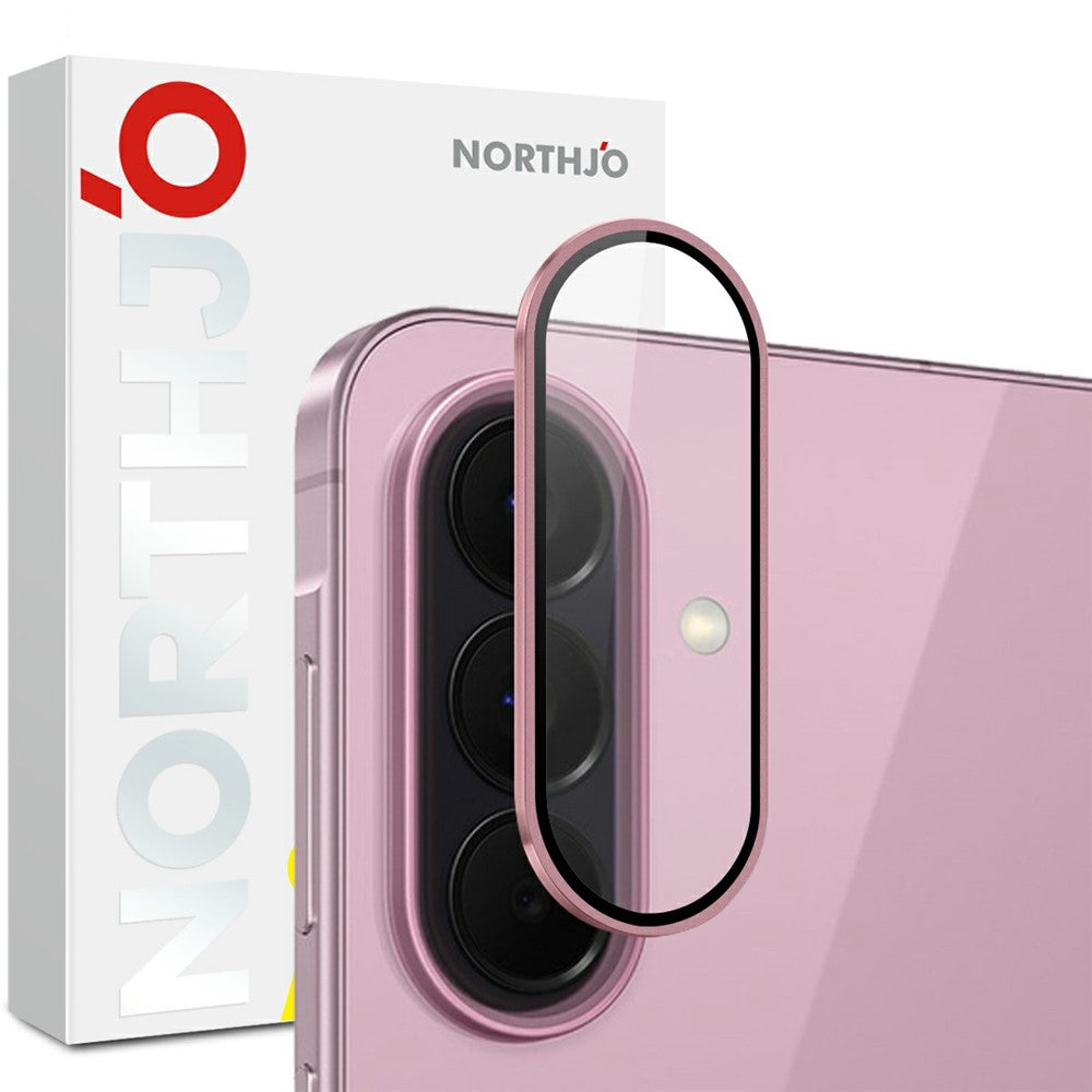 NORTHJO For Samsung Galaxy S26 FE Tempered Glass Camera Lens Film CD Veins Metal Ring Lens Guard (Complete Coverage)
