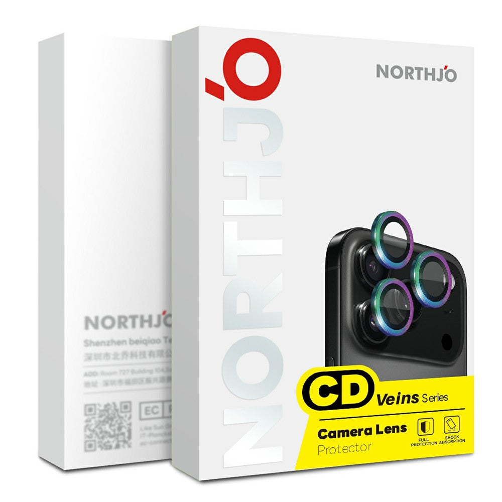 NORTHJO For Samsung Galaxy S26 FE Tempered Glass Camera Lens Film CD Veins Metal Ring Lens Guard (Complete Coverage)