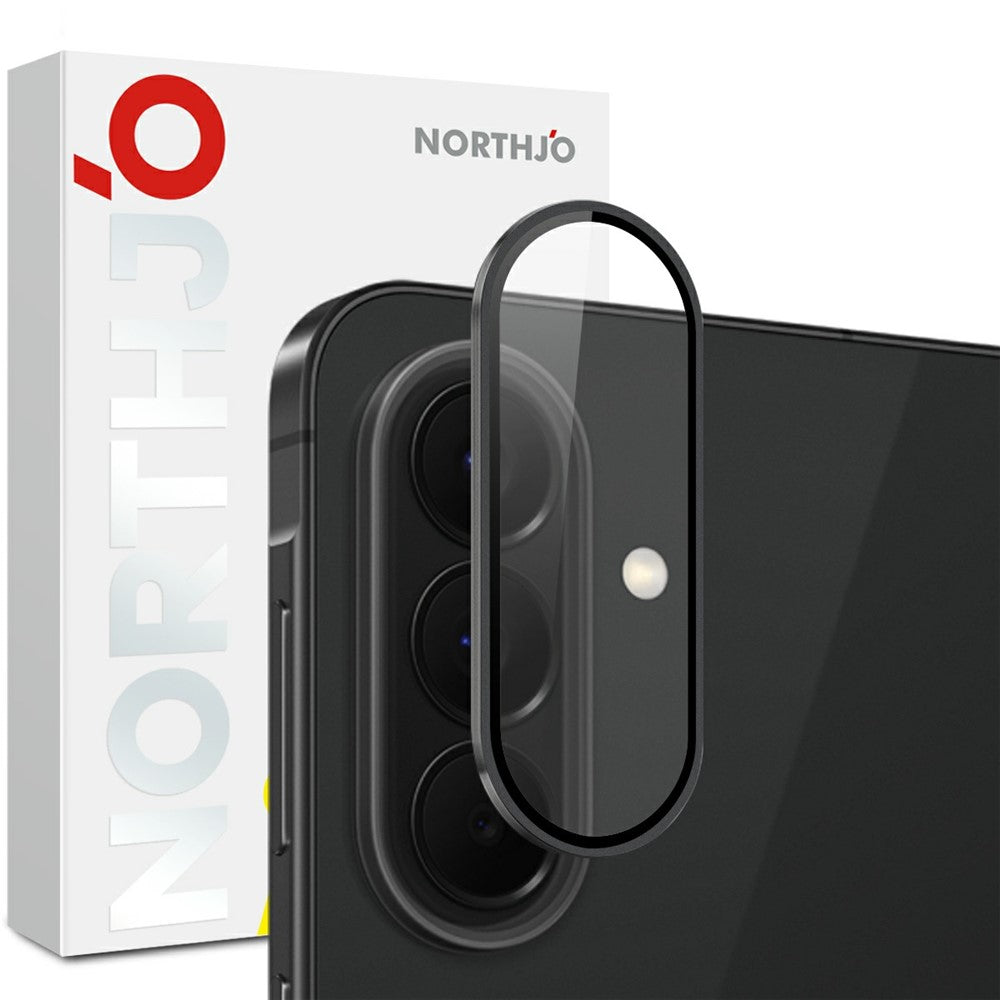 NORTHJO For Samsung Galaxy S26 FE Tempered Glass Camera Lens Film CD Veins Metal Ring Lens Guard (Complete Coverage)