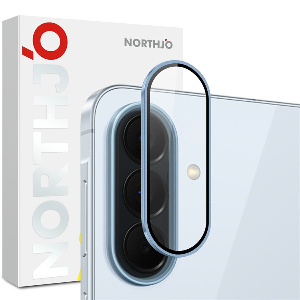 NORTHJO For Samsung Galaxy S26 FE Tempered Glass Camera Lens Film CD Veins Metal Ring Lens Guard (Complete Coverage)