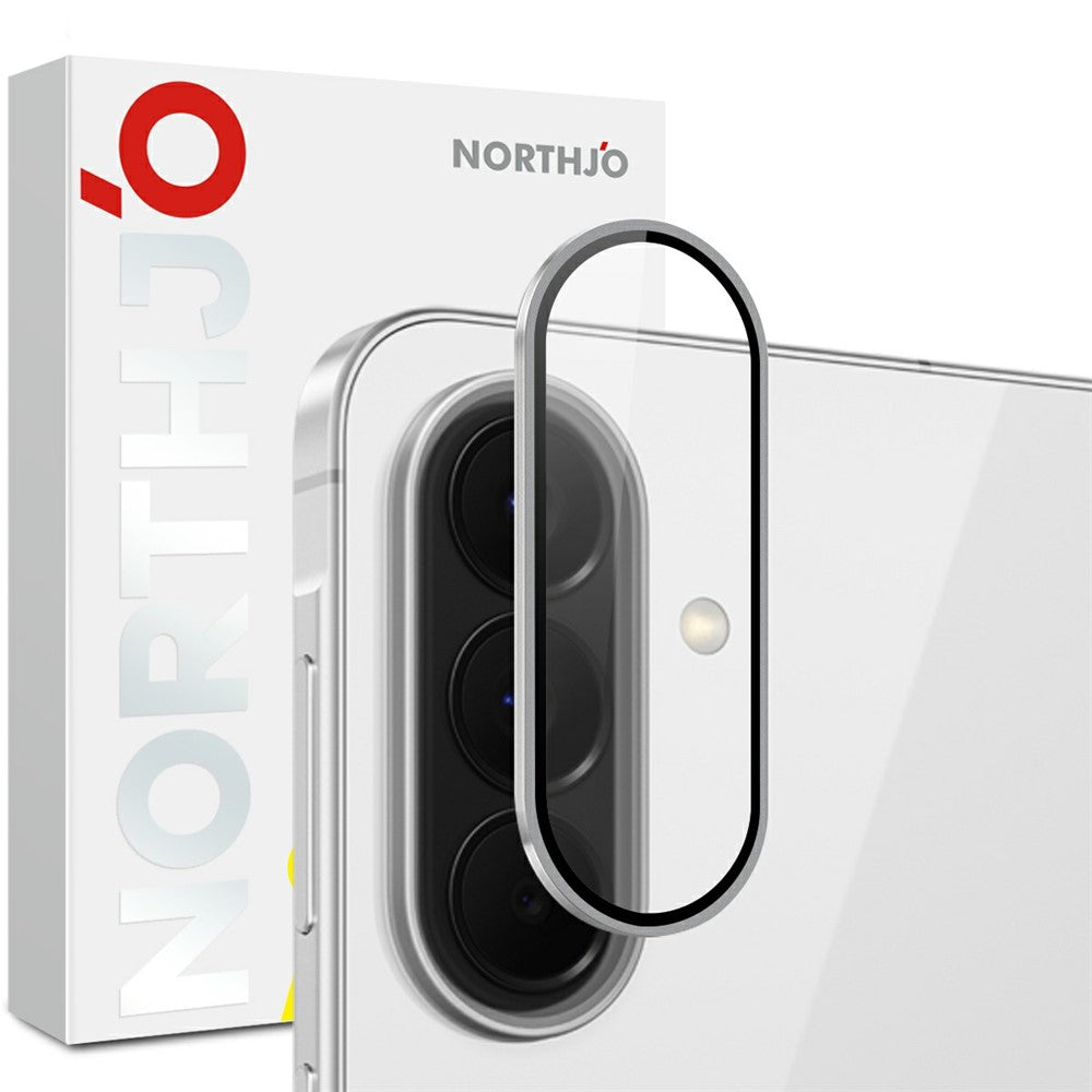 NORTHJO For Samsung Galaxy S26 FE Tempered Glass Camera Lens Film CD Veins Metal Ring Lens Guard (Complete Coverage)