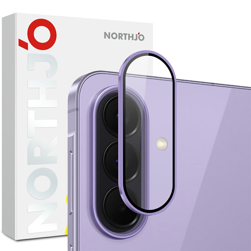 NORTHJO For Samsung Galaxy S26 FE Tempered Glass Camera Lens Film CD Veins Metal Ring Lens Guard (Complete Coverage)