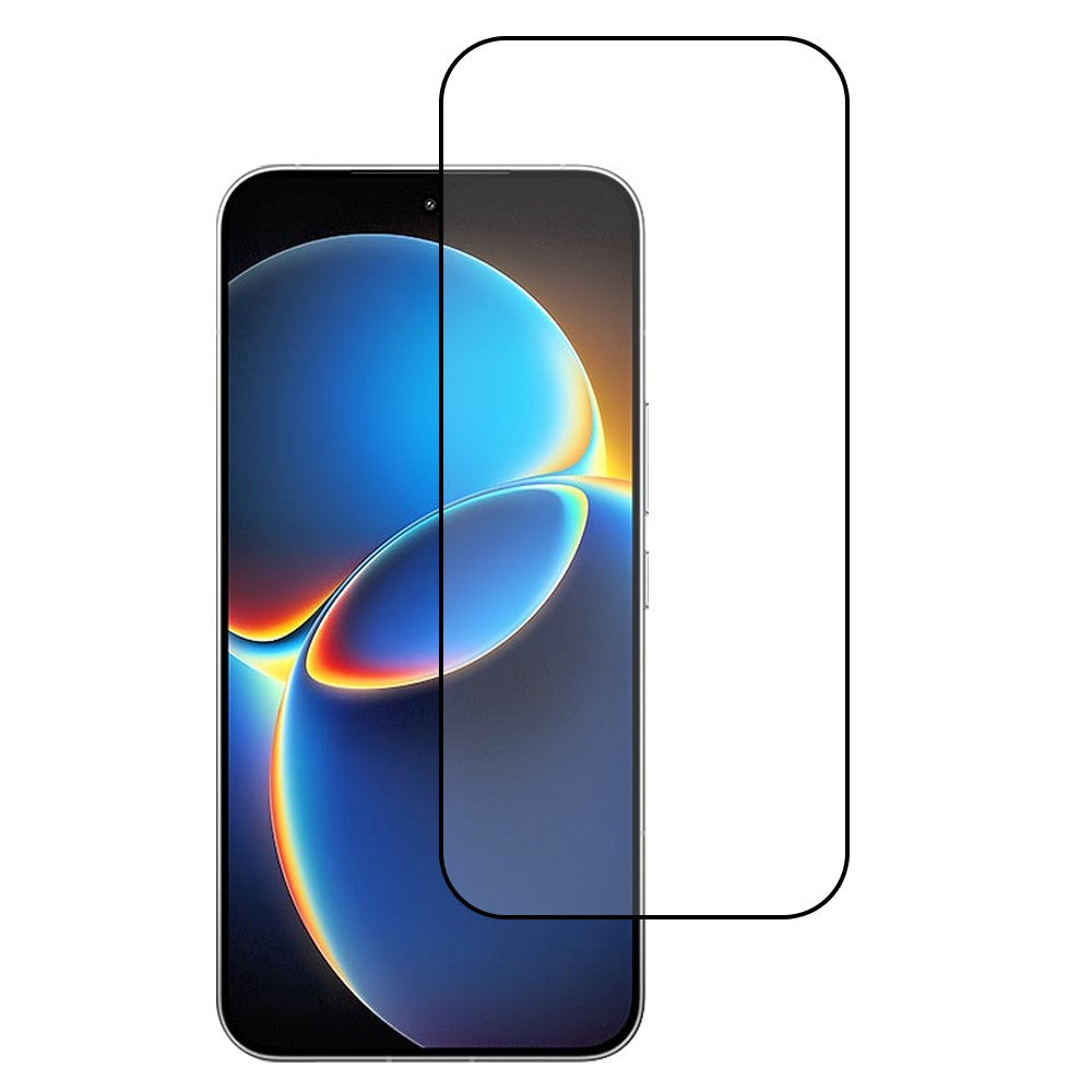Xiaomi Redmi K90 Max 5G Helskärmsskydd Full Glue Arc Edge HD Hög Aluminium-kisel Glasfilm med Svart Silk Print Edge (Fingeravtryckslåsning)