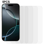 5Pcs For iPhone 18 Pro / 17 Pro Front Screen Protector 0.3mm 2.5D Tempered Glass Film, Not Full Covering