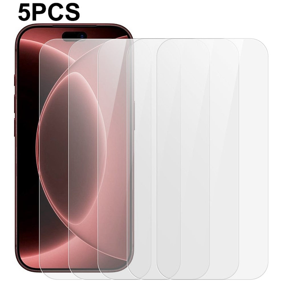 5Pcs For iPhone 18 Pro Max / 17 Pro Max Front Screen Protector 0.3mm 2.5D Tempered Glass Film, Not Full Covering