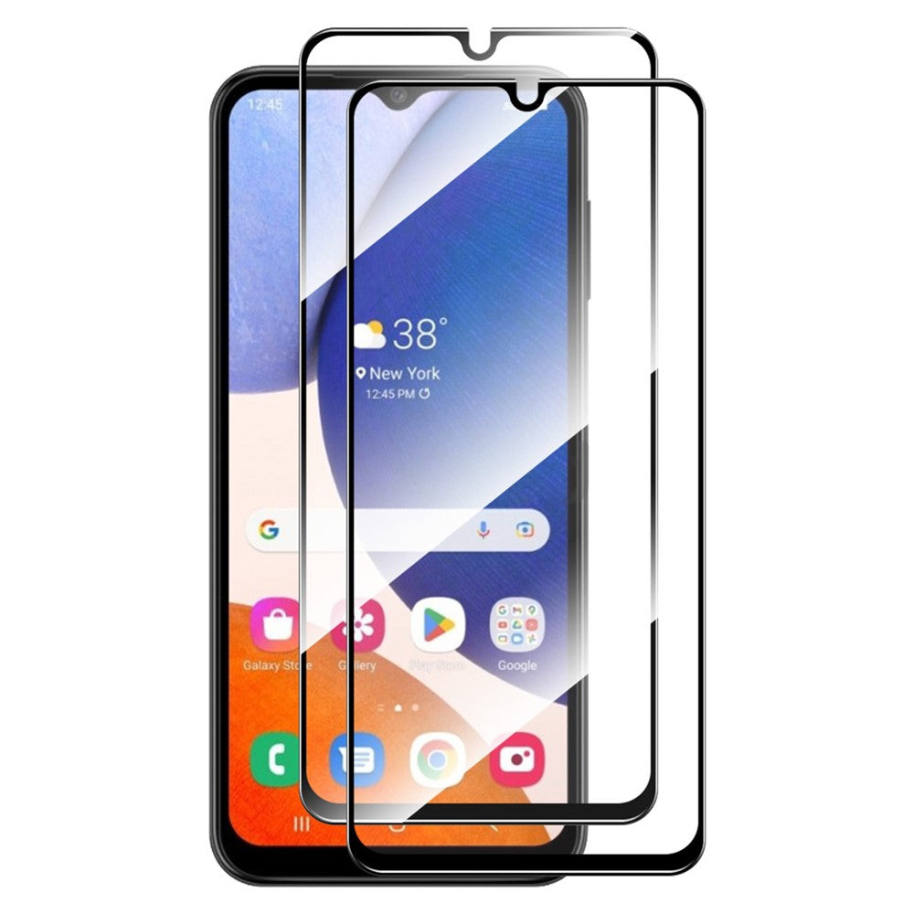 ENKAY HAT PRINCE 2 stk./sæt til Samsung Galaxy A14 5G/A14 4G, skærmbeskyttelse mod fingeraftryk, 0,26 mm 9H, 2,5D buet kant, splintsikker, fulddækkende lim, høj aluminium-silikoneglasfilm