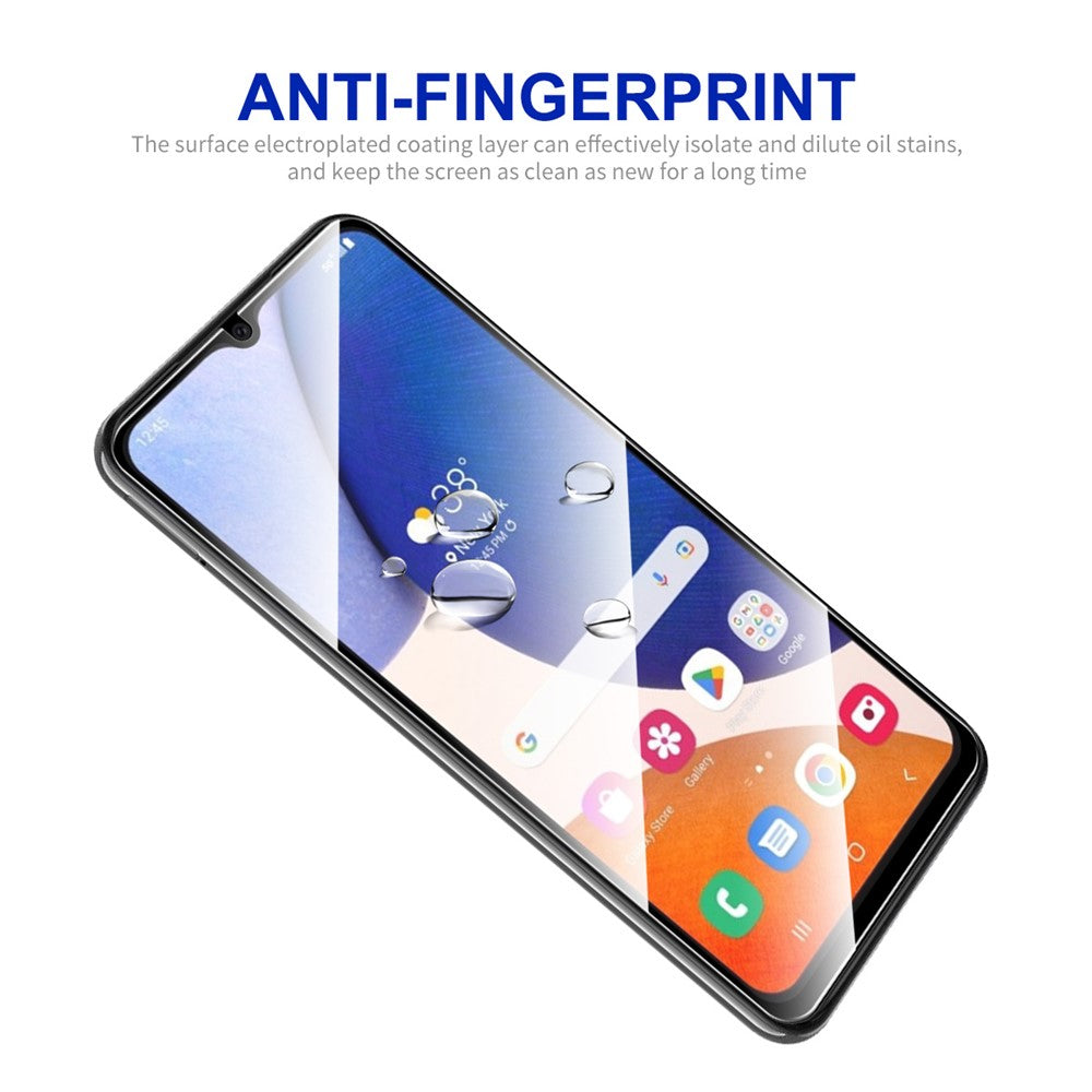 ENKAY HAT PRINCE 2 stk./sæt til Samsung Galaxy A14 5G/A14 4G, skærmbeskyttelse mod fingeraftryk, 0,26 mm 9H, 2,5D buet kant, splintsikker, fulddækkende lim, høj aluminium-silikoneglasfilm