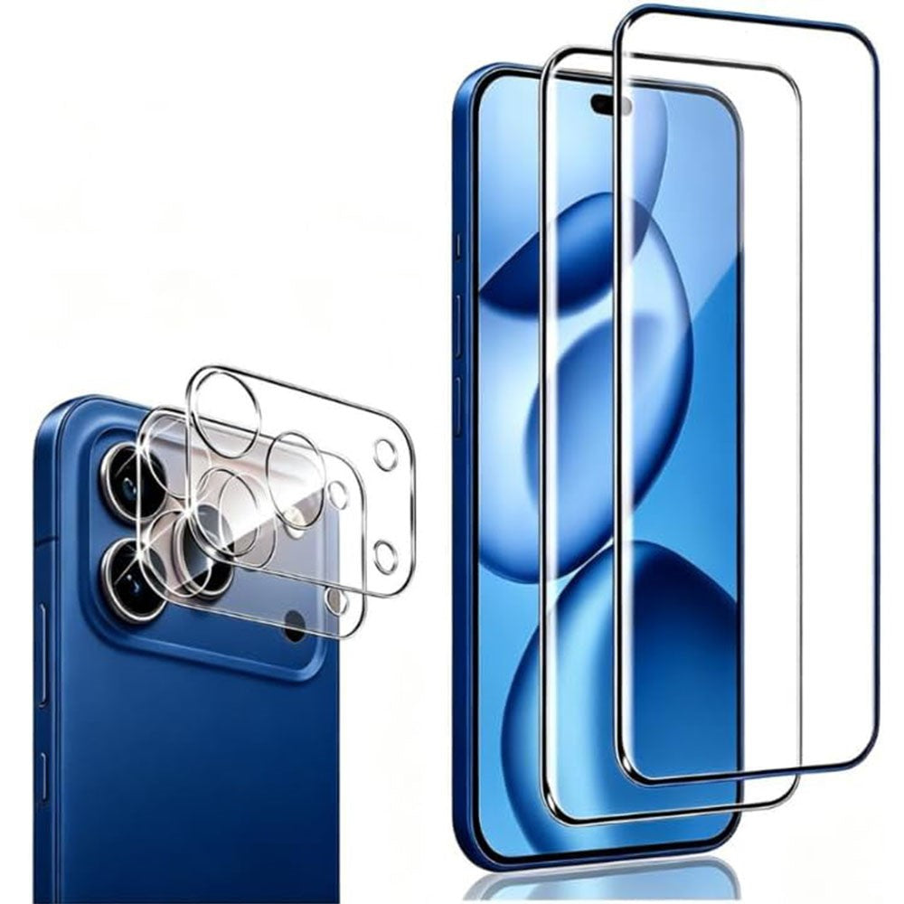 2Pcs For iPhone 18 Pro Screen Protector 2.5D Arc Edge High Clarity Tempered Glass Film with Camera Lens Film