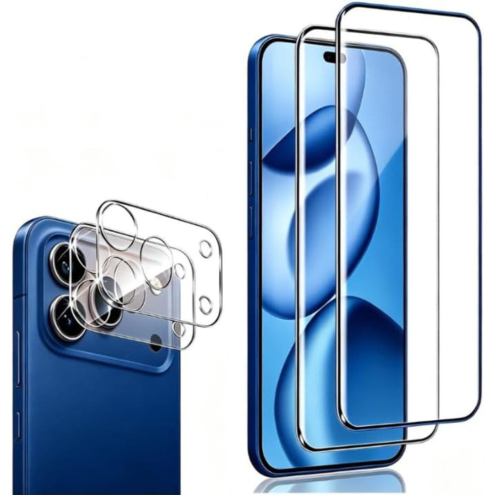 2Pcs For iPhone 18 Pro Max Screen Protector 2.5D Arc Edge High Clarity Tempered Glass Film with Camera Lens Film