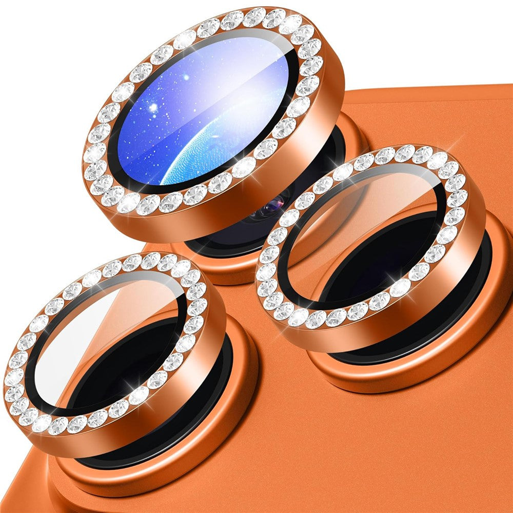 For iPhone 17 Pro Max 1Set Camera Lens Protector Tempered Glass+Metal Ring Rhinestone Lens Film