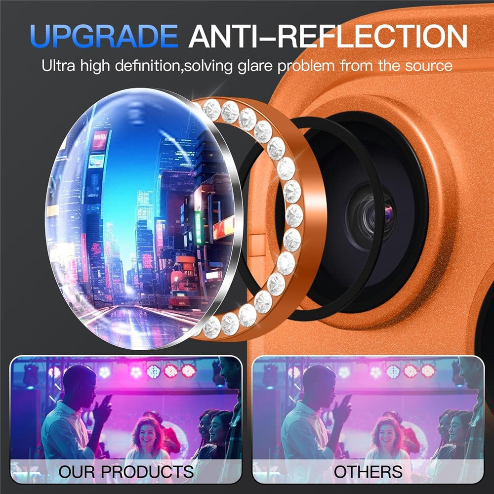 For iPhone 17 Pro Max 1Set Camera Lens Protector Tempered Glass+Metal Ring Rhinestone Lens Film