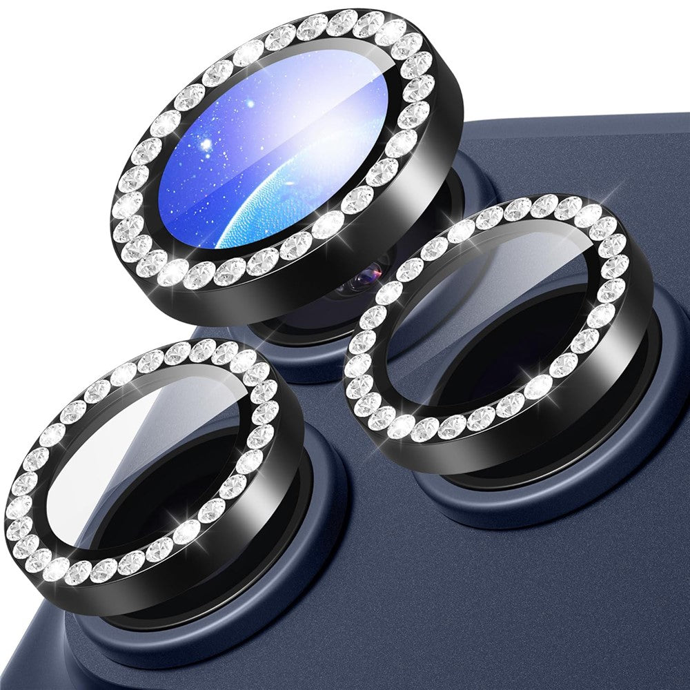 For iPhone 17 Pro Max 1Set Camera Lens Protector Tempered Glass+Metal Ring Rhinestone Lens Film