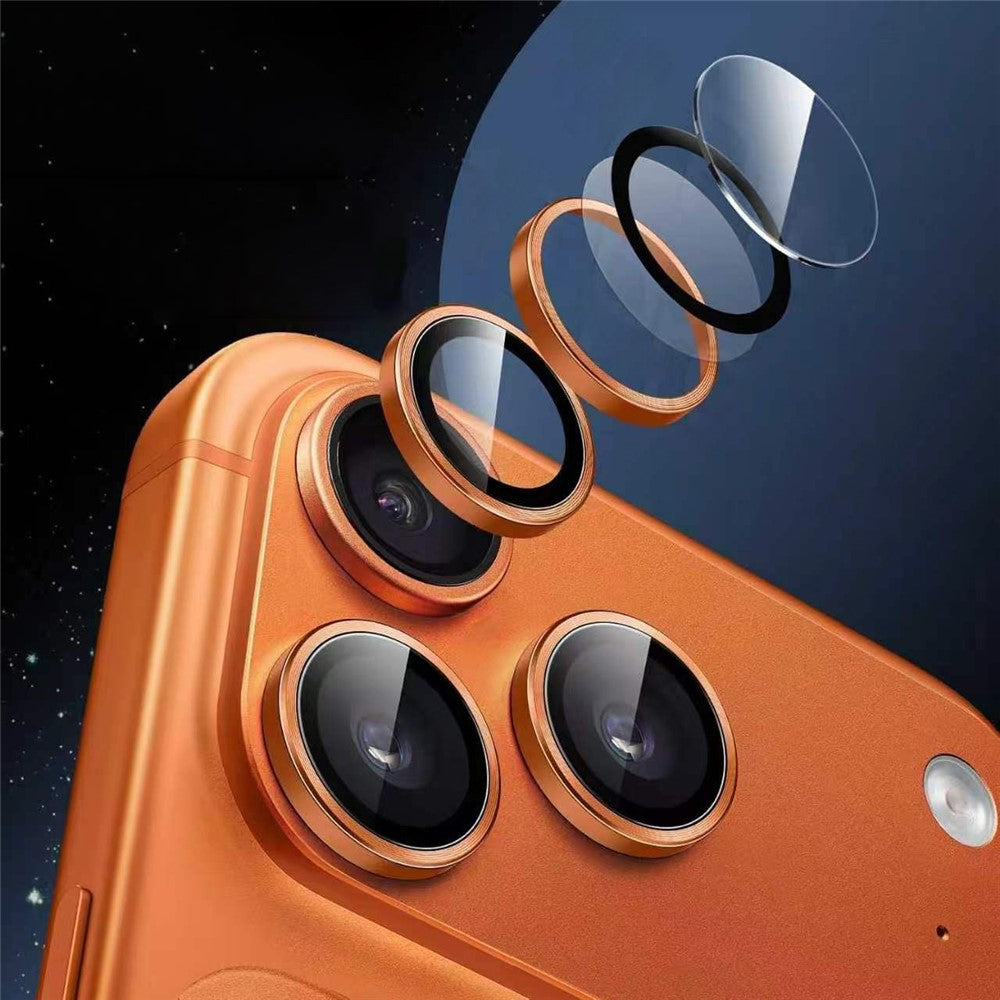 For iPhone 18 Pro 1Set Camera Lens Film Tempered Glass CD Vein Metal Ring Rear Lens Protector