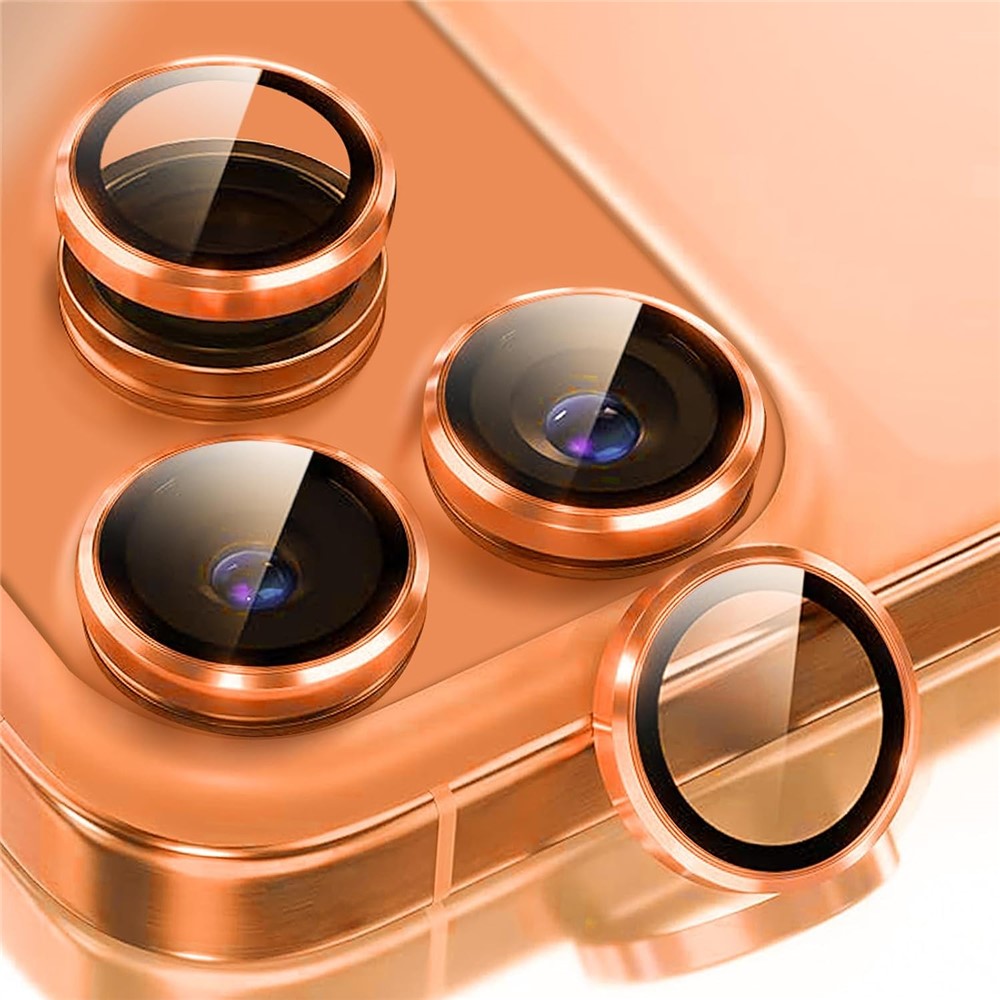 For iPhone 18 Pro Max 1Set Camera Lens Film Tempered Glass CD Vein Metal Ring Rear Lens Protector