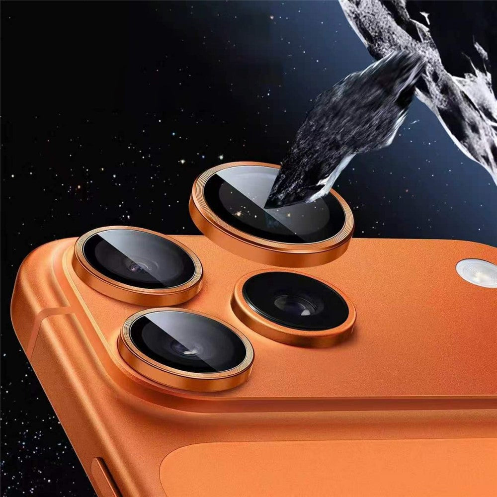 For iPhone 18 Pro Max 1Set Camera Lens Film Tempered Glass CD Vein Metal Ring Rear Lens Protector