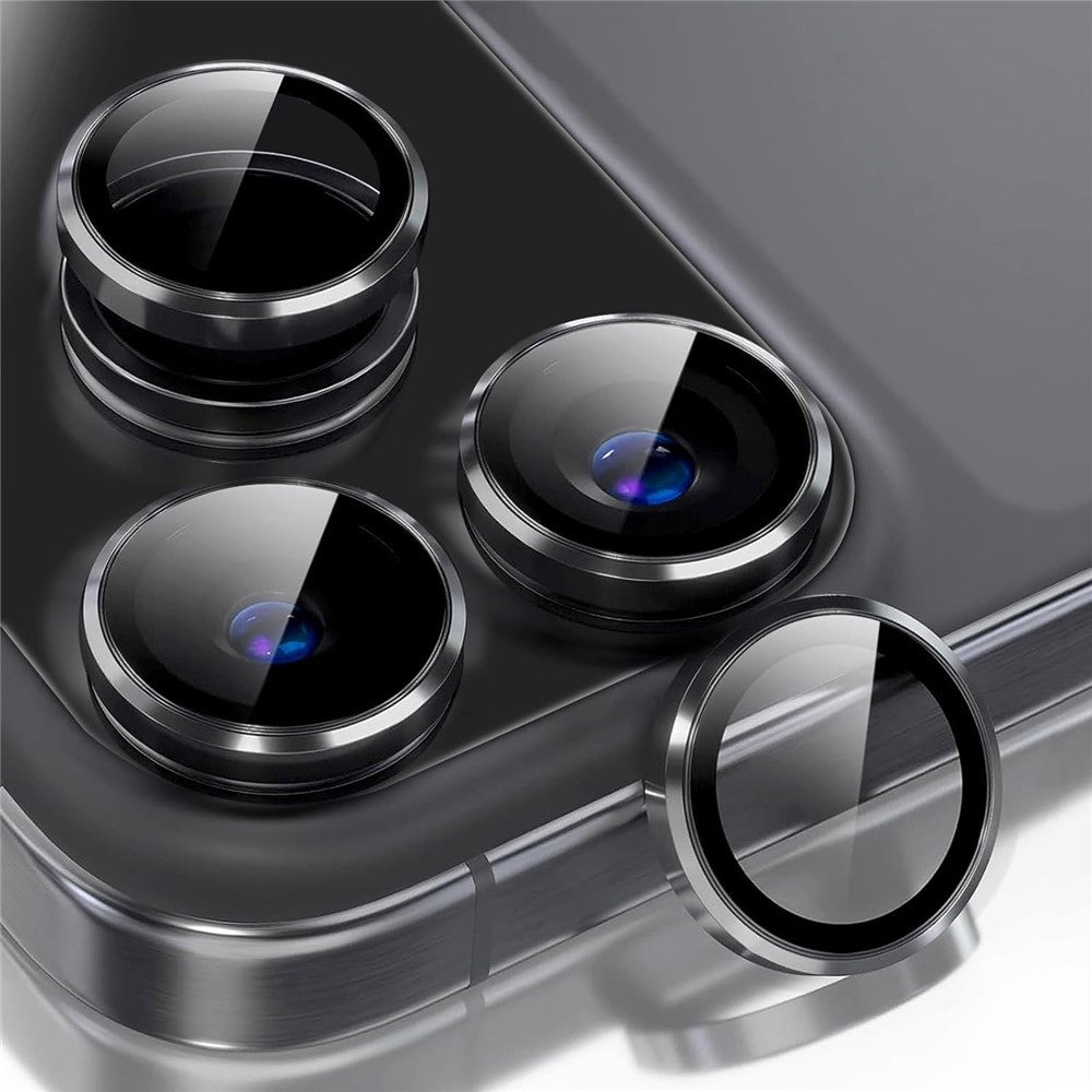 For iPhone 18 Pro Max 1Set Camera Lens Film Tempered Glass CD Vein Metal Ring Rear Lens Protector