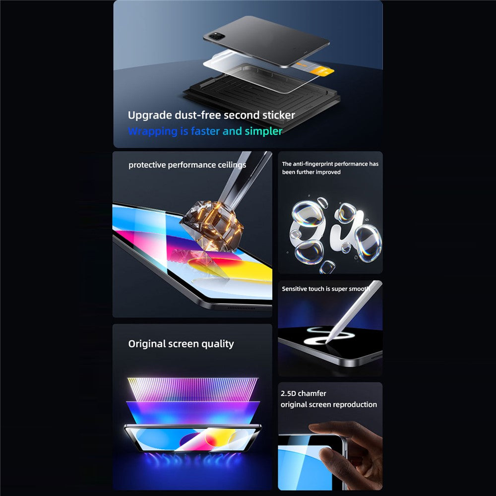 For iPad Pro 12.9 (2018)  /  (2020)  /  (2021)  /  (2022) HD Clear Full Screen Protector Tempered Glass Flim with Dust-free Installation Tool