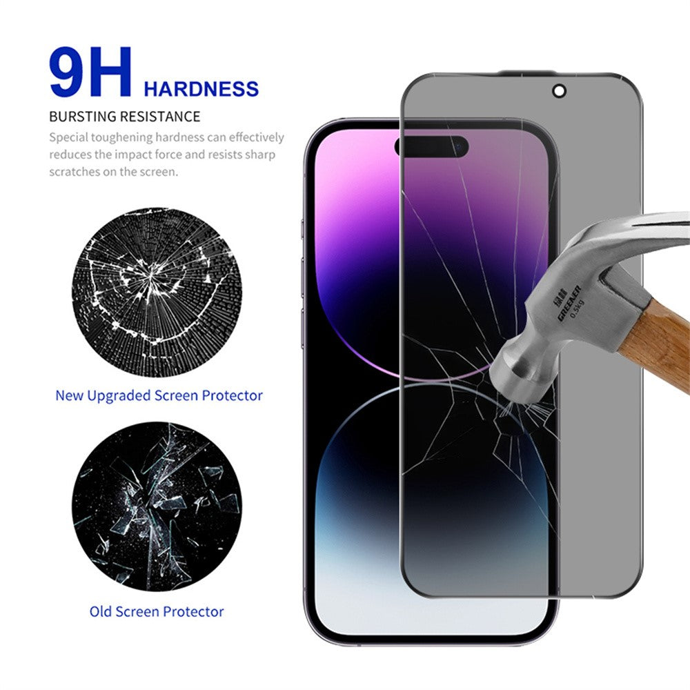 RURIHAI For iPhone 14 Pro Max Privacy Screen Protector AR Anti-Reflective High Aluminium-Silicon Glass Film
