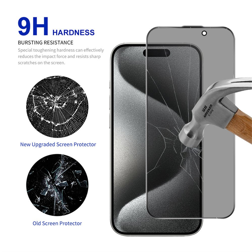 RURIHAI For iPhone 15 Pro Privacy Screen Protector AR Anti-Reflective High Aluminium-Silicon Glass Film