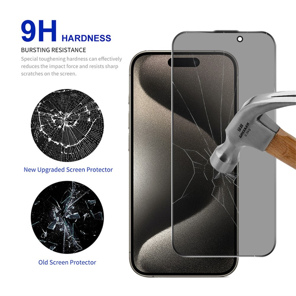 RURIHAI For iPhone 15 Pro Max Privacy Screen Protector AR Anti-Reflective High Aluminum-Silicon Glass Film