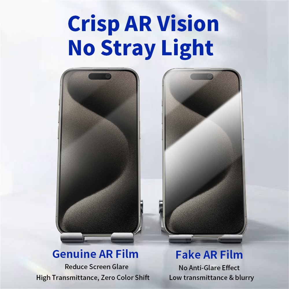RURIHAI For iPhone 15 Pro Max Privacy Screen Protector AR Anti-Reflective High Aluminum-Silicon Glass Film