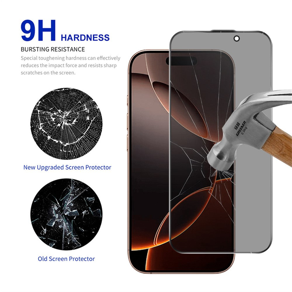 RURIHAI For iPhone 16 Pro Max Privacy Screen Protector AR Anti-Reflective High Aluminium-Silicon Glass Film