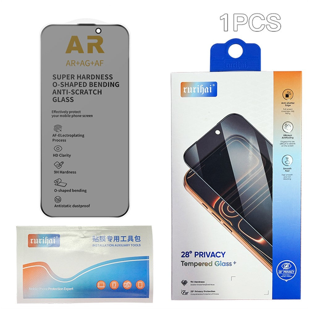 RURIHAI For iPhone 16 Pro Max Privacy Screen Protector AR Anti-Reflective High Aluminium-Silicon Glass Film