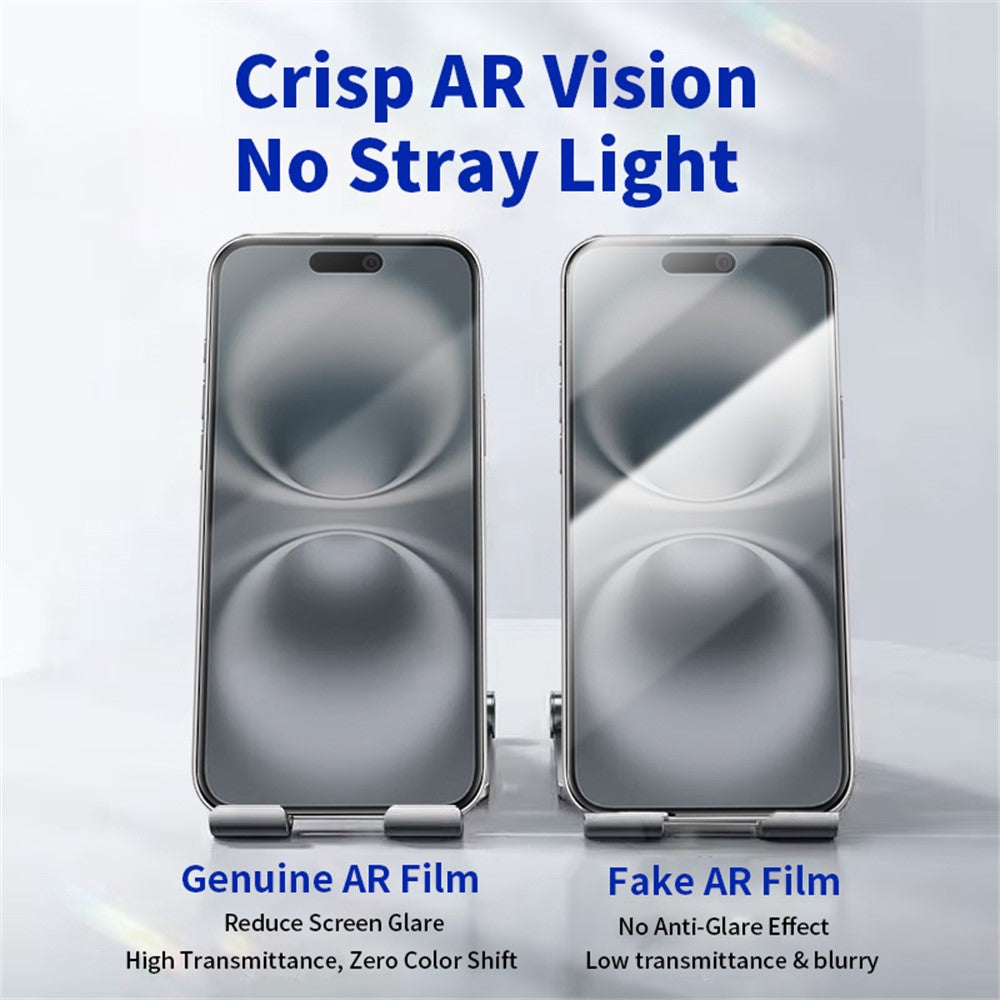 RURIHAI For iPhone 16 Plus / 15 Plus Privacy Screen Protector AR Anti-Reflective High Aluminium-Silicon Glass Film