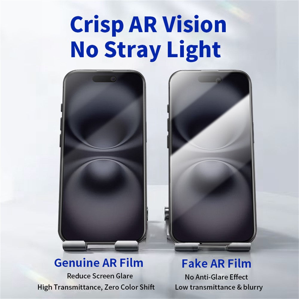 RURIHAI For iPhone 16 / 15 Privacy Skærmbeskytter AR Antireflekterende Høj Aluminium-Silicium Glasfilm