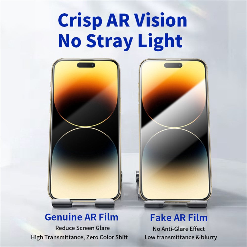 RURIHAI For iPhone 14 Pro Full Screen Protector AR Anti-Reflective HD Clear Tempered Glass Flim