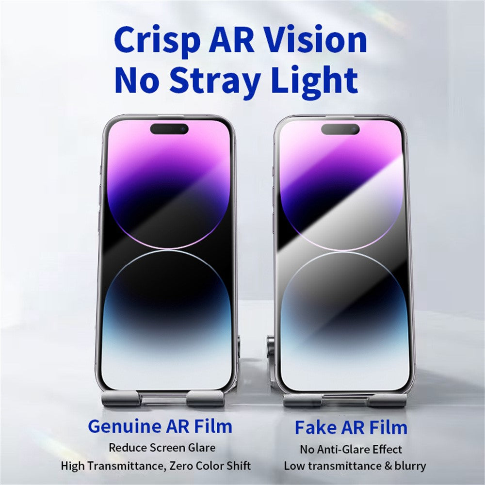 RURIHAI For iPhone 14 Pro Max Full Screen Protector AR Anti-Reflective HD Clear Tempered Glass Flim