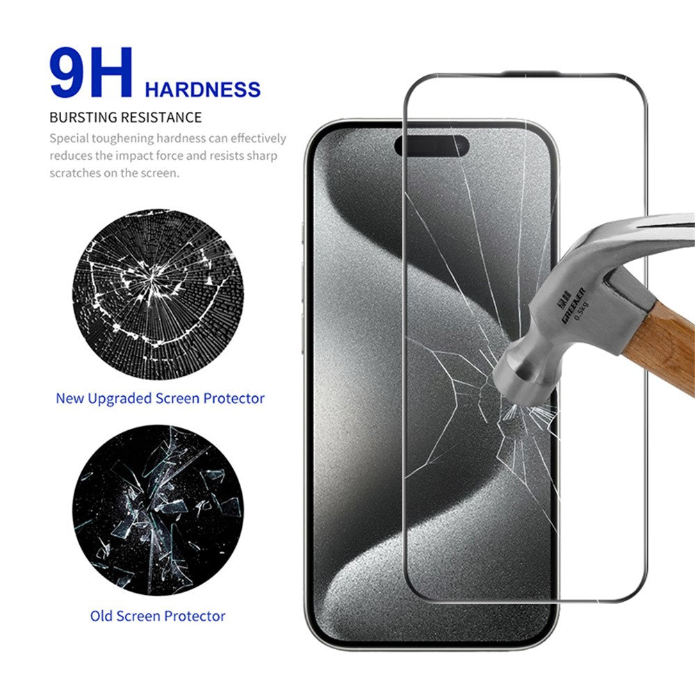 RURIHAI For iPhone 15 Pro Full Screen Protector AR Anti-Reflective HD Clear Tempered Glass Flim