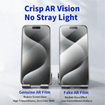 RURIHAI For iPhone 15 Pro Full Screen Protector AR Anti-Reflective HD Clear Tempered Glass Flim