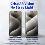 RURIHAI For iPhone 15 Pro Max Full Screen Protector AR Anti-Reflective HD Clear Tempered Glass Flim